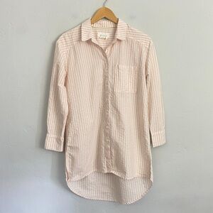 Anthropologie Women’s Size Large Striped Oversize High Low Button LS Top Nighty